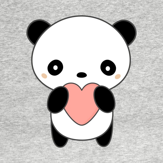 Kawaii Cute Panda Bear With Heart T-Shirt by happinessinatee